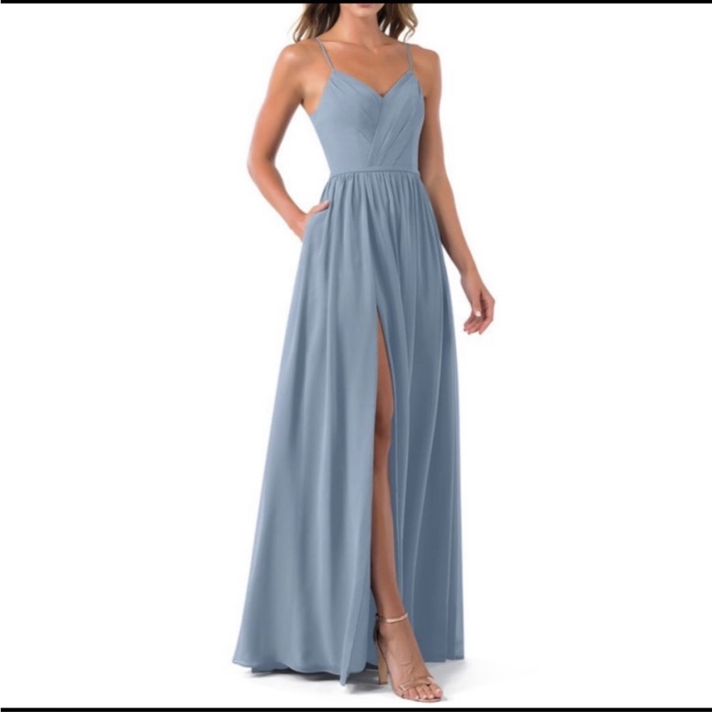 Azazie •A4• Cora Dusty Blue Bridesmaid Dress